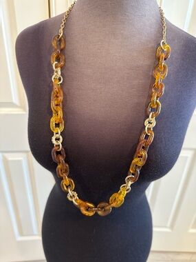 LOFT Amber Tortoise-Link Necklace with Gold Chain